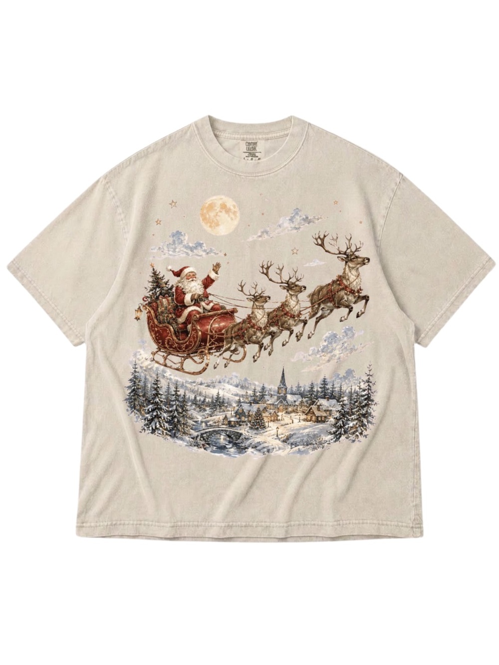 Comfort Colors Ivory Santa Sleigh Graphic Tee, Gift For Her, For Him